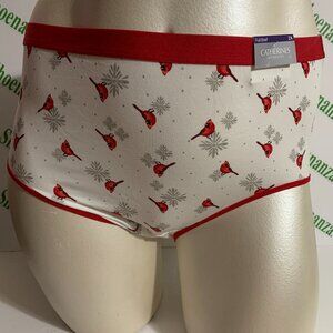 Catherines Full Brief Panties Underwear Cotton Blend Cardinal Snowflake Plus 2X